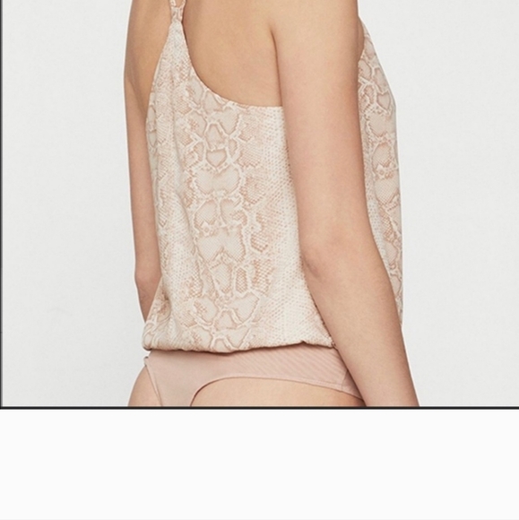 BCBG MaxAzria faux wrap Bare Pink Python Bodysuit - Picture 2 of 8